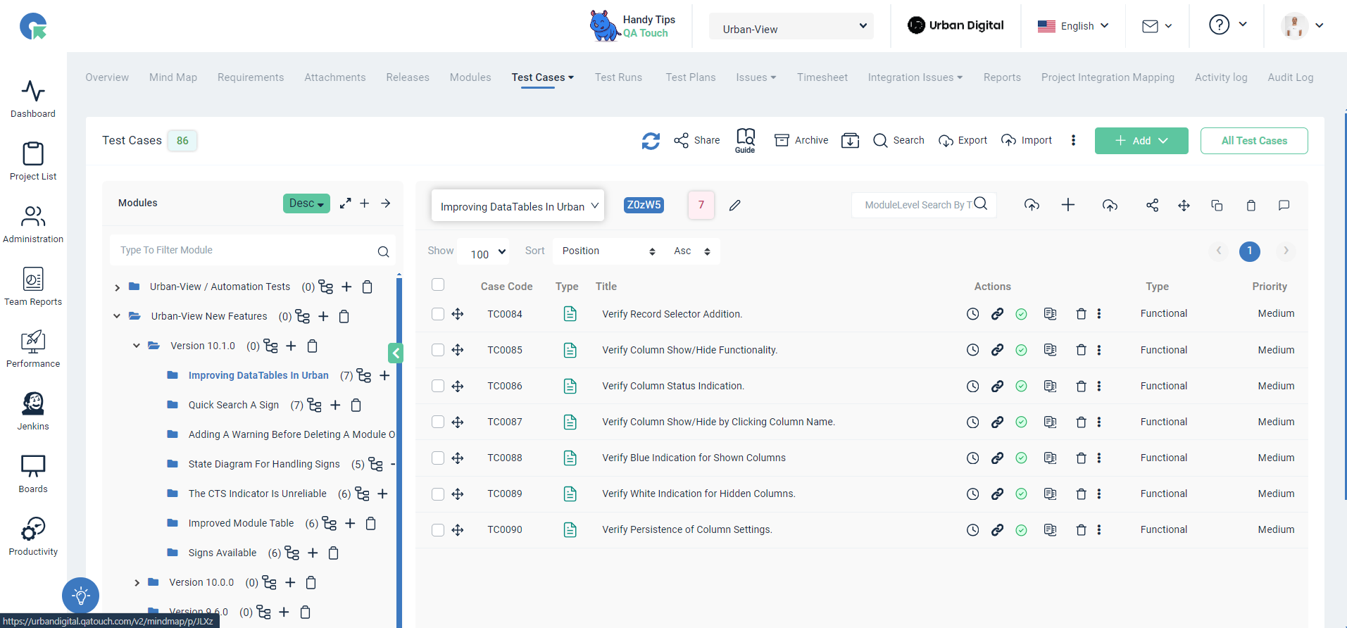 Test Cases Screenshot