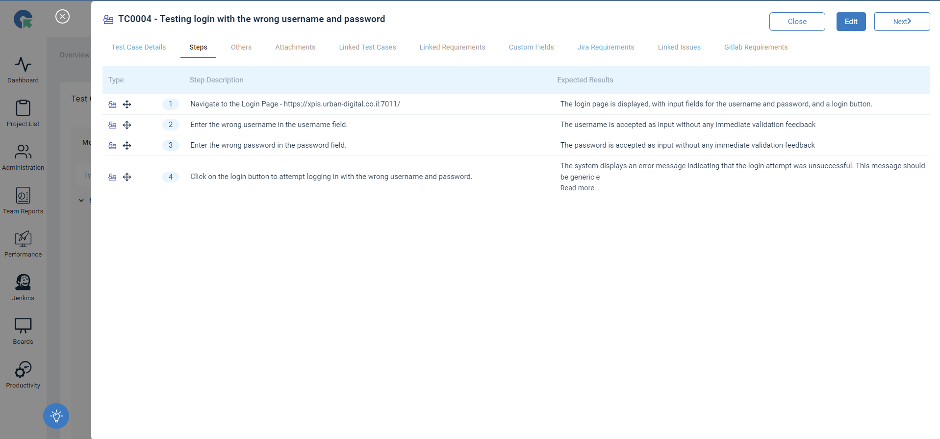 Test Cases Screenshot